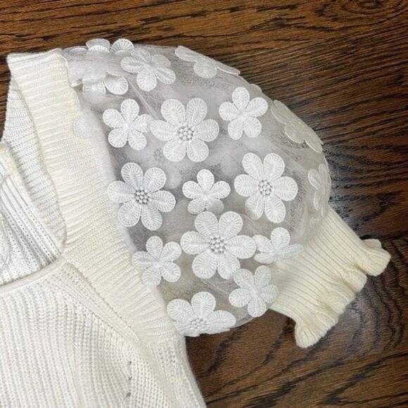 NWT FRENCH CONNECTION Juliet Mozart Caballo Puff Sleeve Sweater 100% cotton - Picture 6 of 9